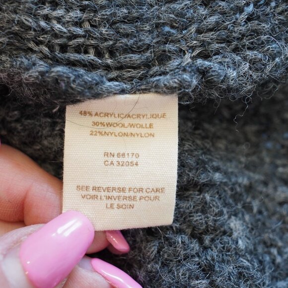 Free People Gray Knit Chunky Sweater Dress Size M‎ Boho Wool Cable Knit - Picture 9 of 10